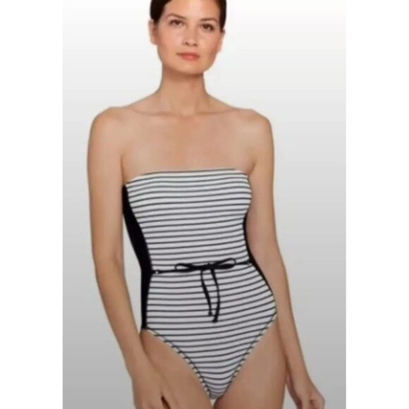 COPY - ROBIN PICCONE One Piece Swimsuit Black Size 8 Striped - Picture 4 of 10